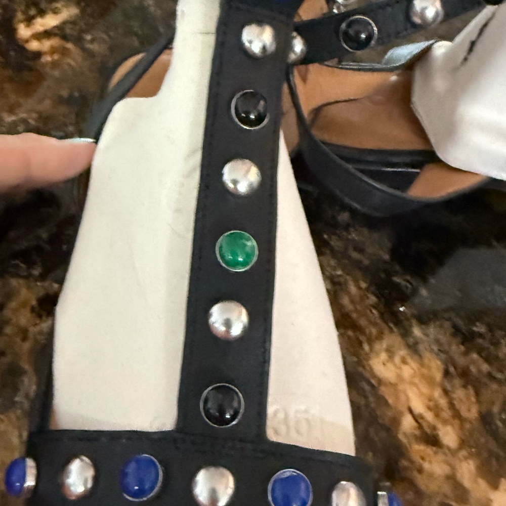 Coach Black Sandals with Silver and Blue Accents - Picture 2 of 4